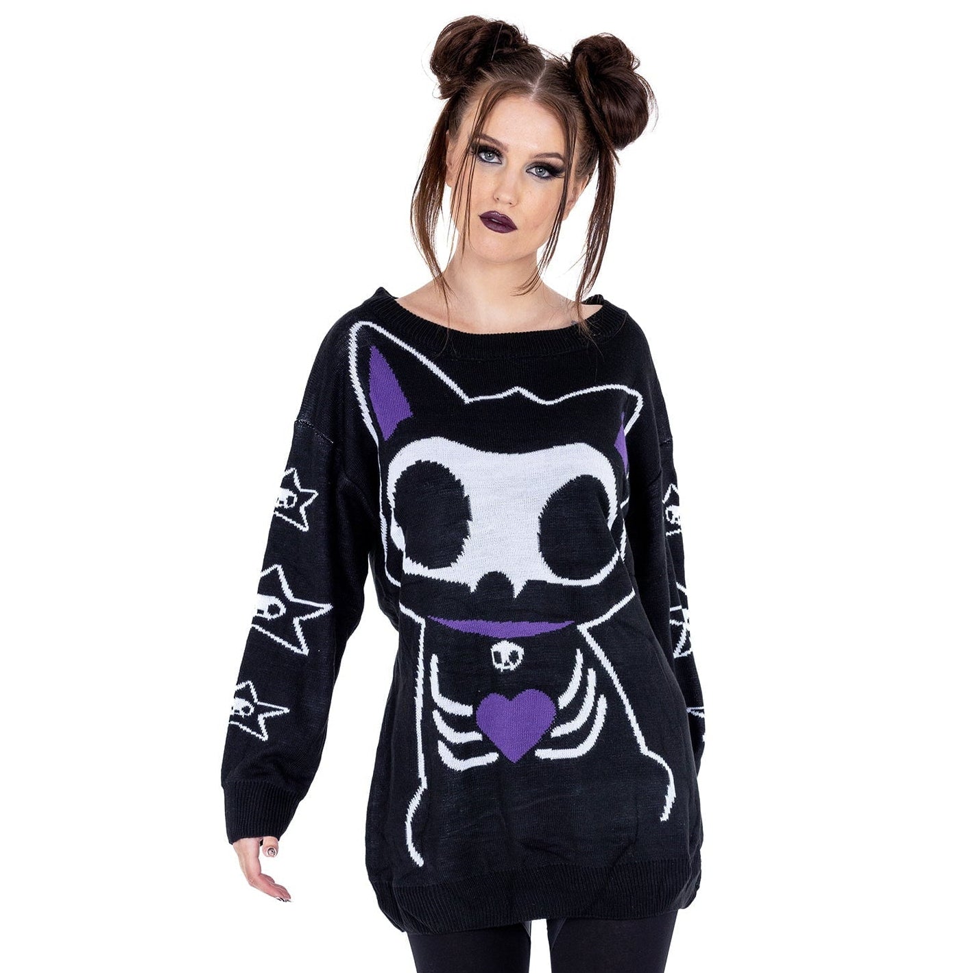 Skeleton Cat Jumper – Model Frontansicht