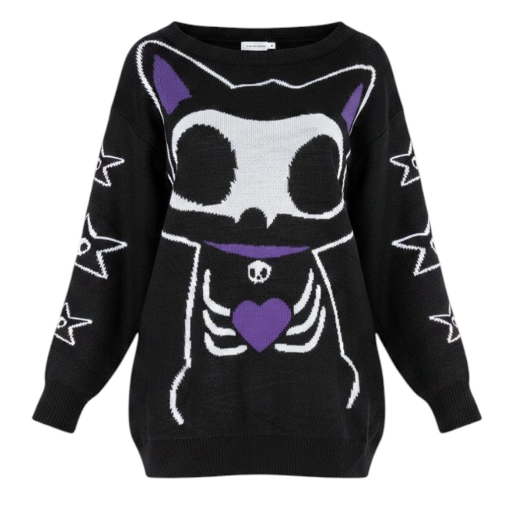 Skeleton Cat Jumper – Ghost Mannequin Frontansicht
