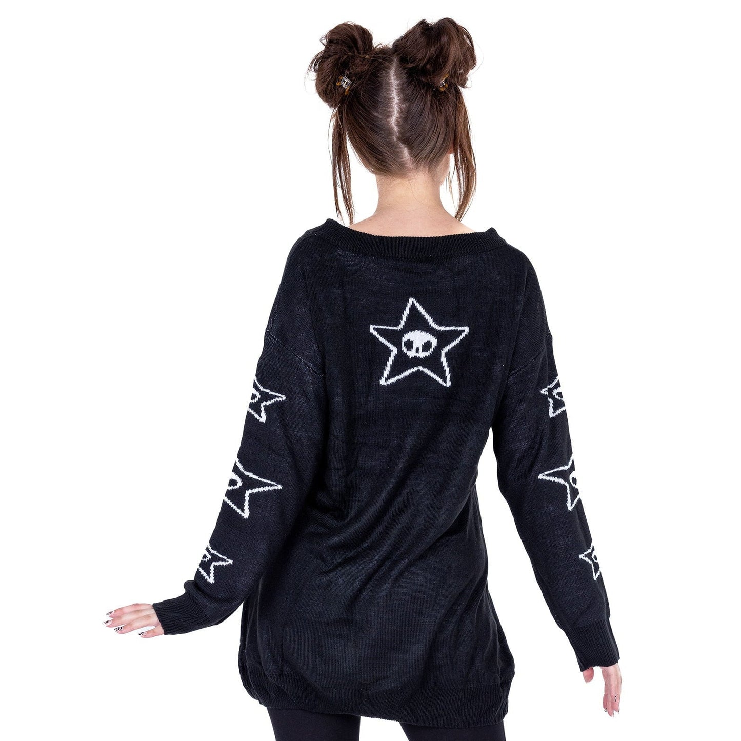 Skeleton Cat Jumper – Model Rückansicht
