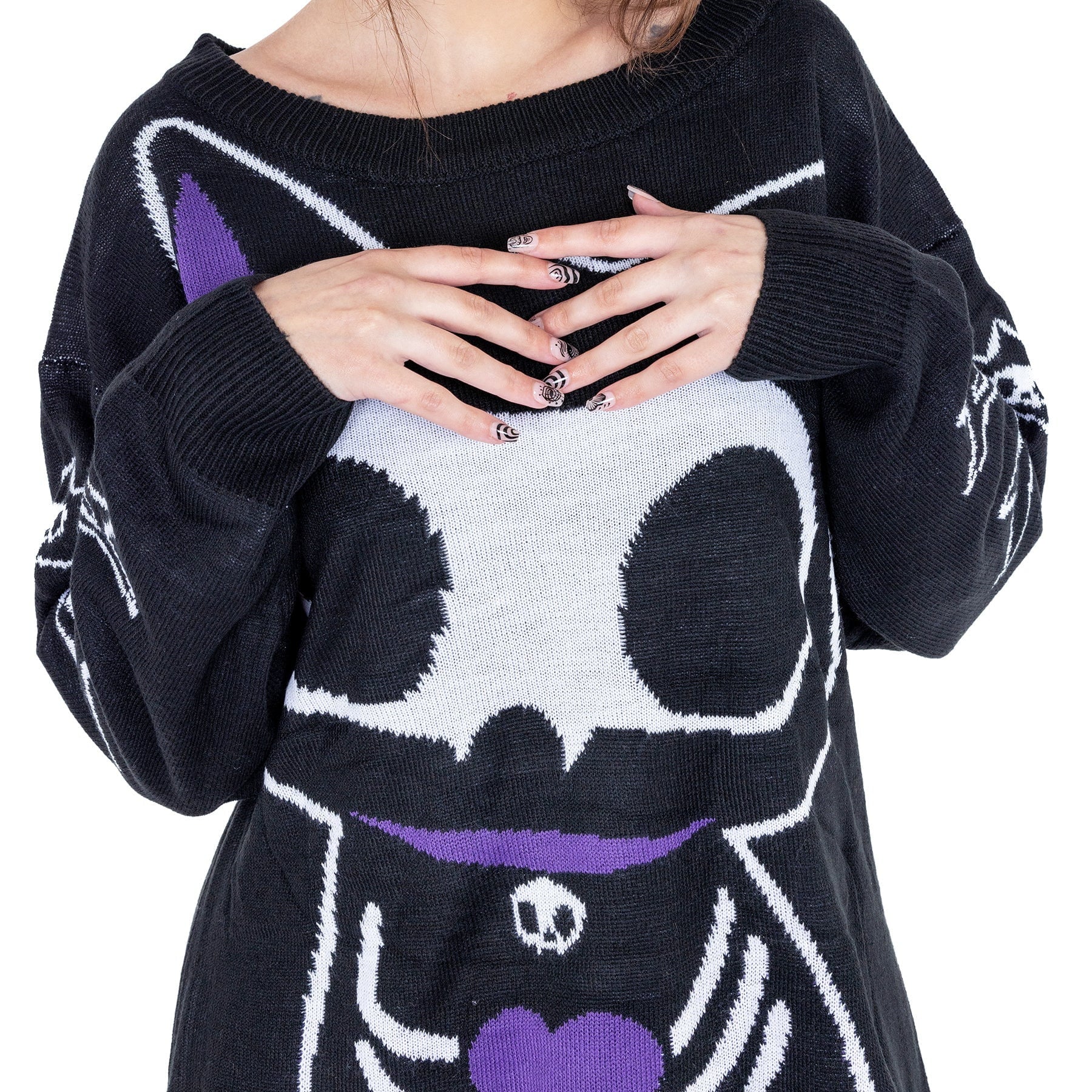 Skeleton Cat Jumper – Detailansicht Print vorne