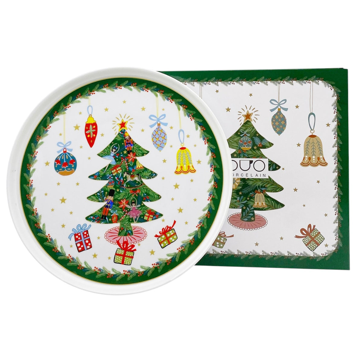 Festlicher großer Weihnachtsteller „Around Christmas Tree“ 25,5 cm Weihnachtsbaum