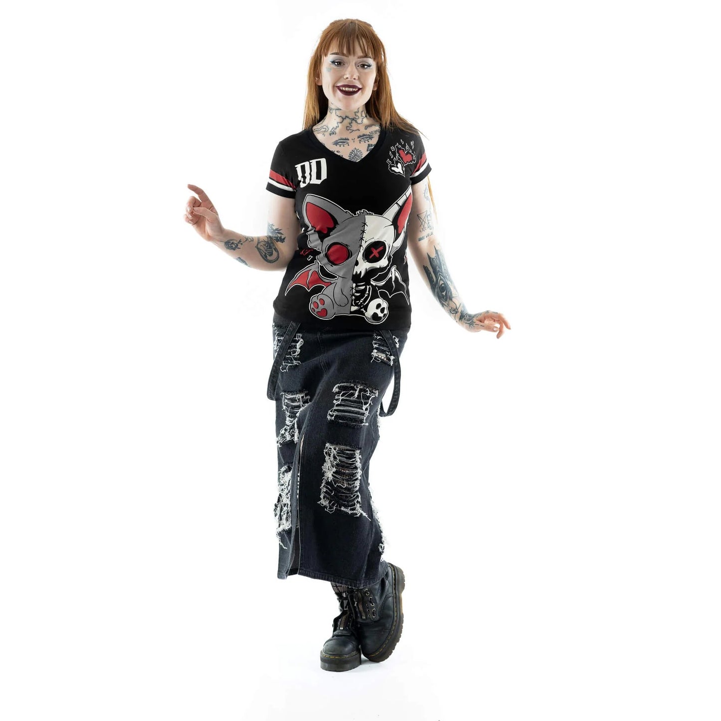 Team Dead Inside Varsity T-Shirt Fledermaus – Schwarz- Heartless