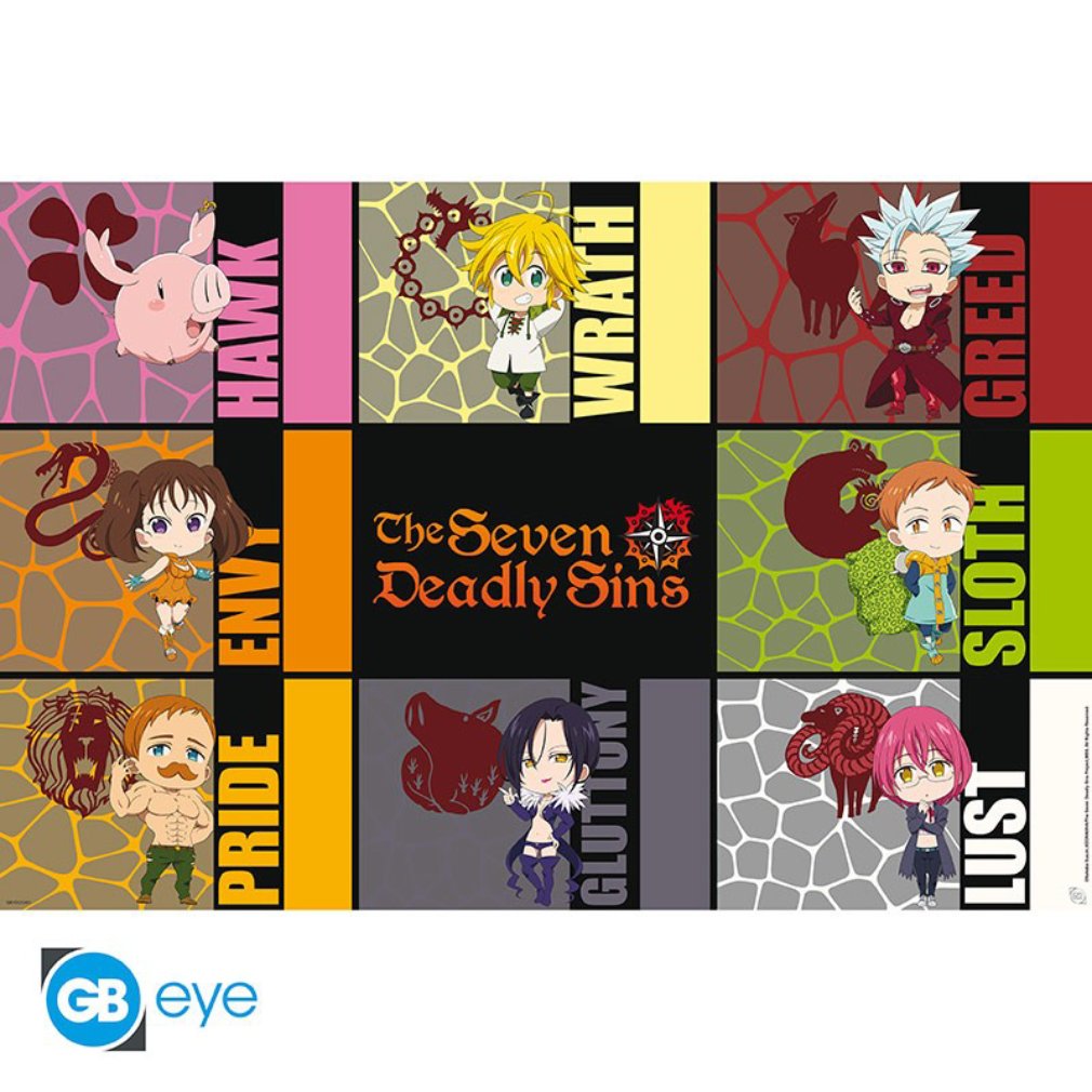 Poster 91,5 x 61 cm The Seven Deadly Sins - Chibi Sins