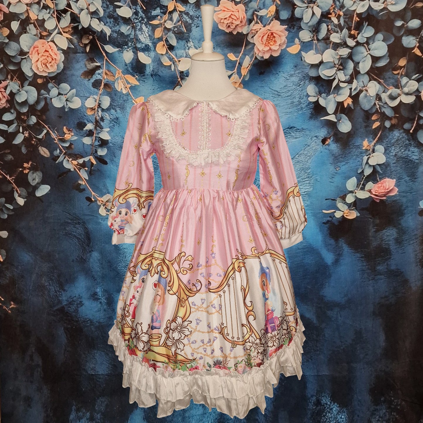 Kinder Sweet Lolita Kleid in rosa Bubikragen