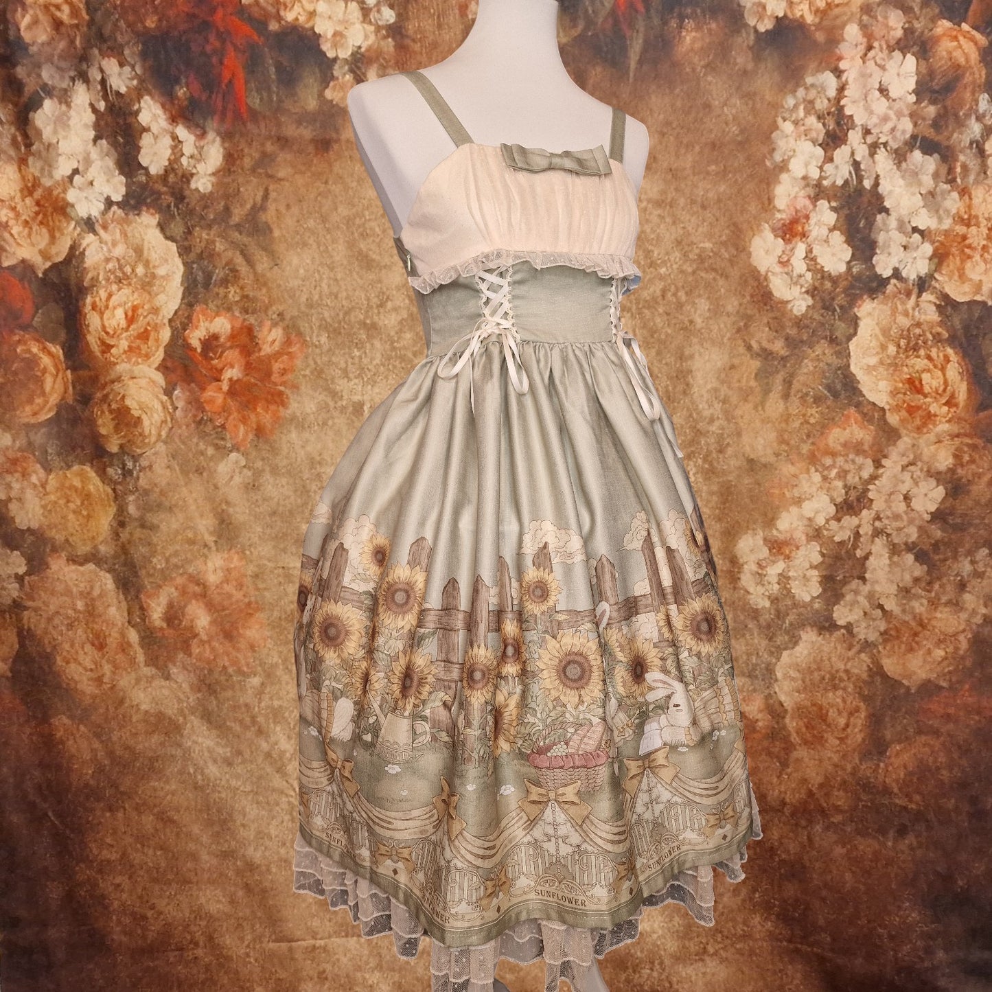 Classic Lolita Kleid "Sunflowers and Rabbits" Frühlingskleid