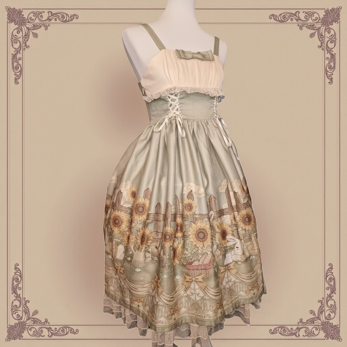 Classic Lolita Kleid "Sunflowers and Rabbits" Frühlingskleid