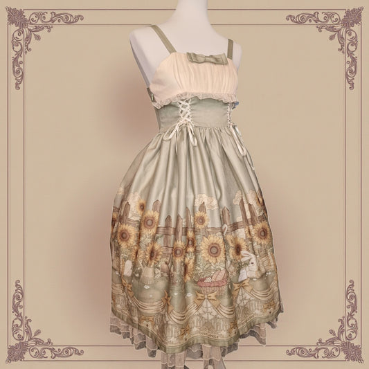 Classic Lolita Kleid "Sunflowers and Rabbits" Frühlingskleid