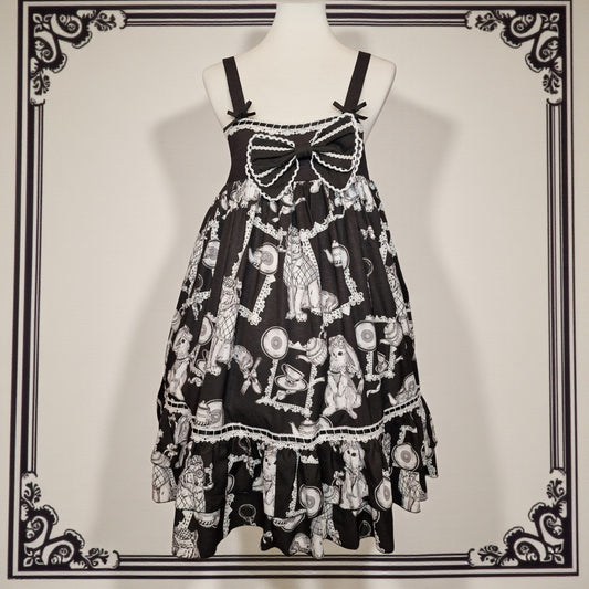 Gothic Lolita Kleid schwarz-weiß mit "Wolf and Rabbit" XXL JSK