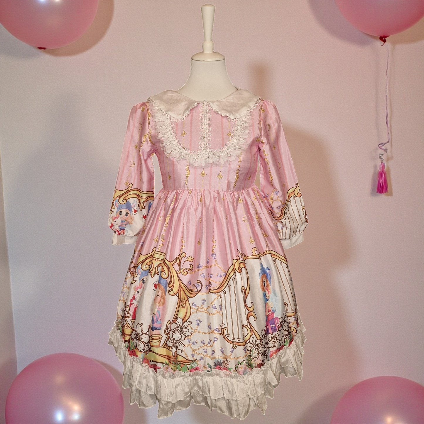 Kinder Sweet Lolita Kleid in rosa Bubikragen