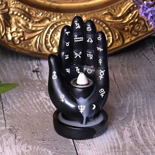 Palmistry Rückfluss Räucherkegelhalter schwarz