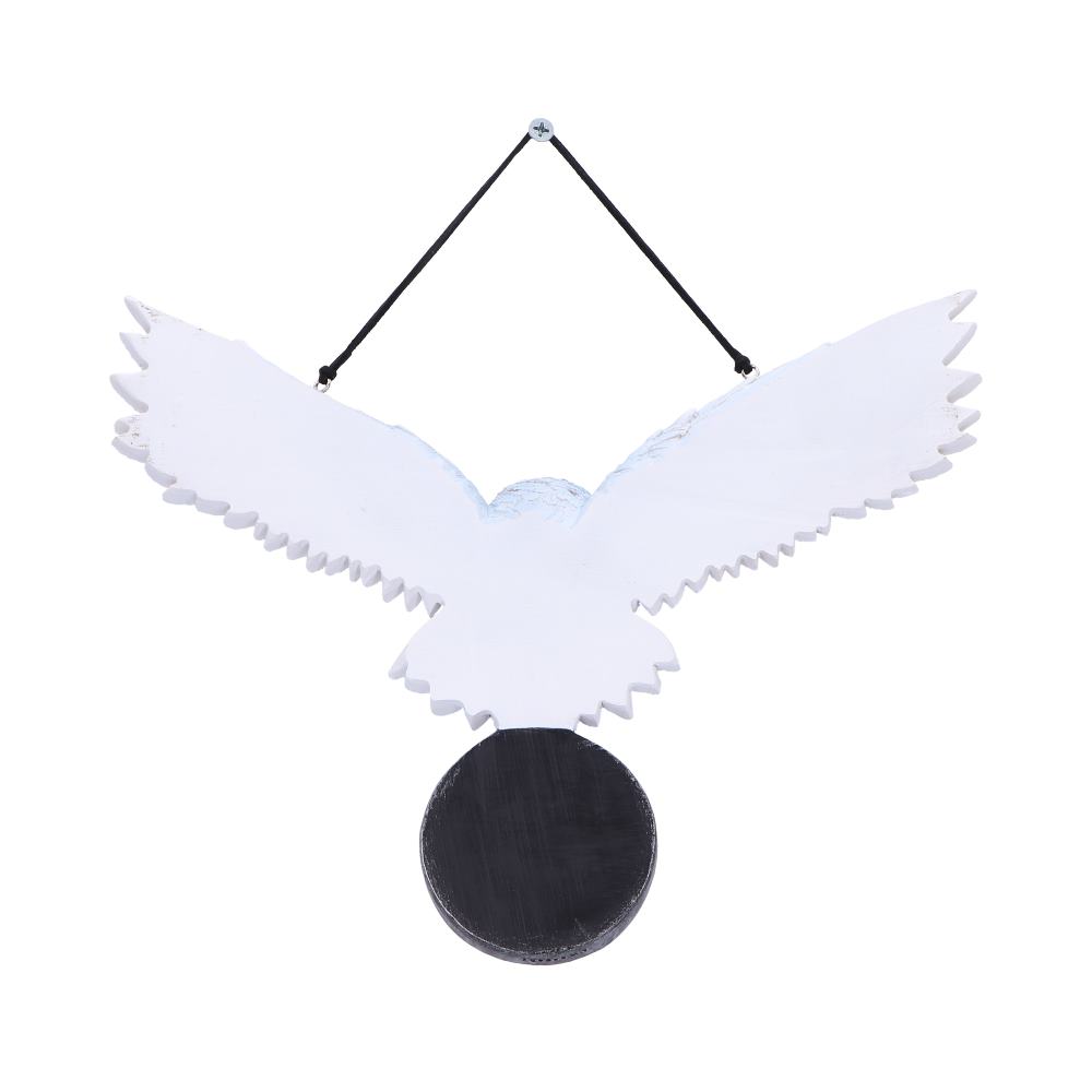 Schneeeule Wandhänger mit Pentagramm – Fantasy Talisman 20,5 cm