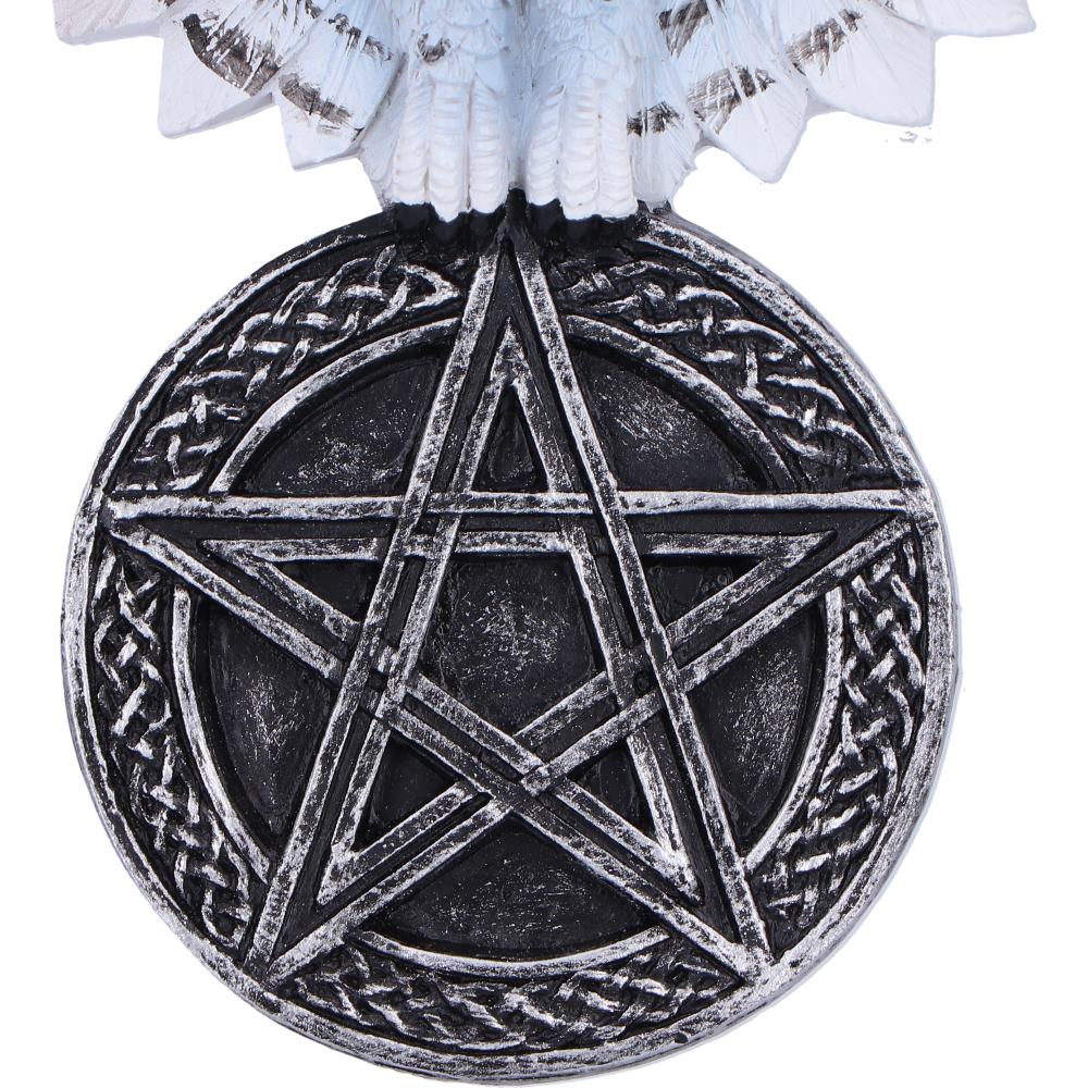 Schneeeule Wandhänger mit Pentagramm – Fantasy Talisman 20,5 cm