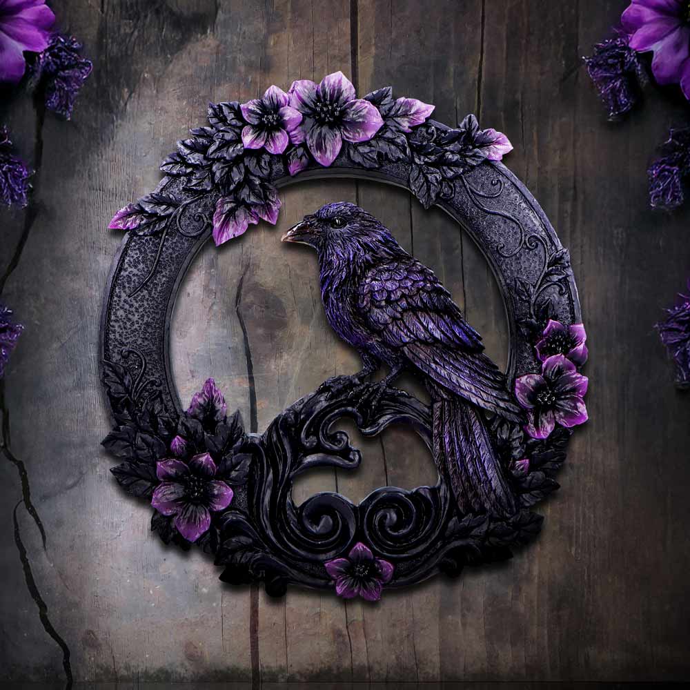 Gothic Wanddekoration Wandschmuck Raven Witchy Deko "Watcher of the Veil" 22,5 cm