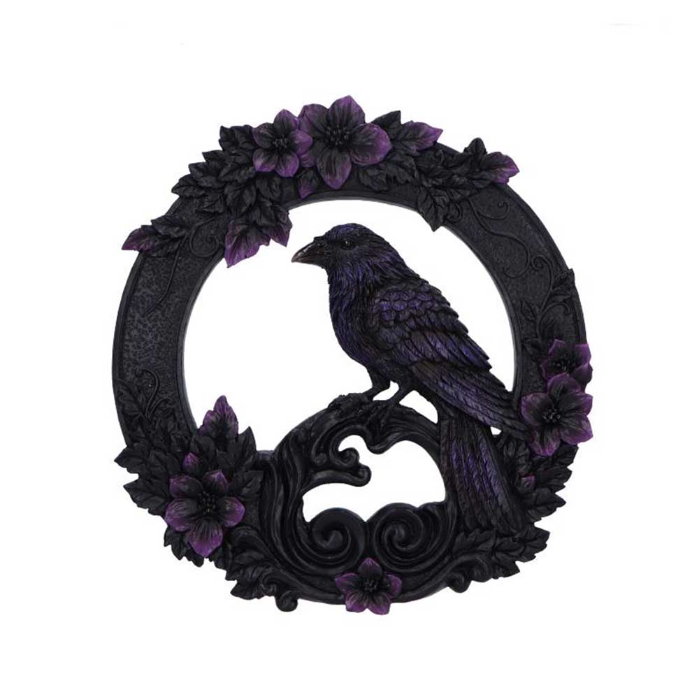 Gothic Wanddekoration Wandschmuck Raven Witchy Deko "Watcher of the Veil" 22,5 cm