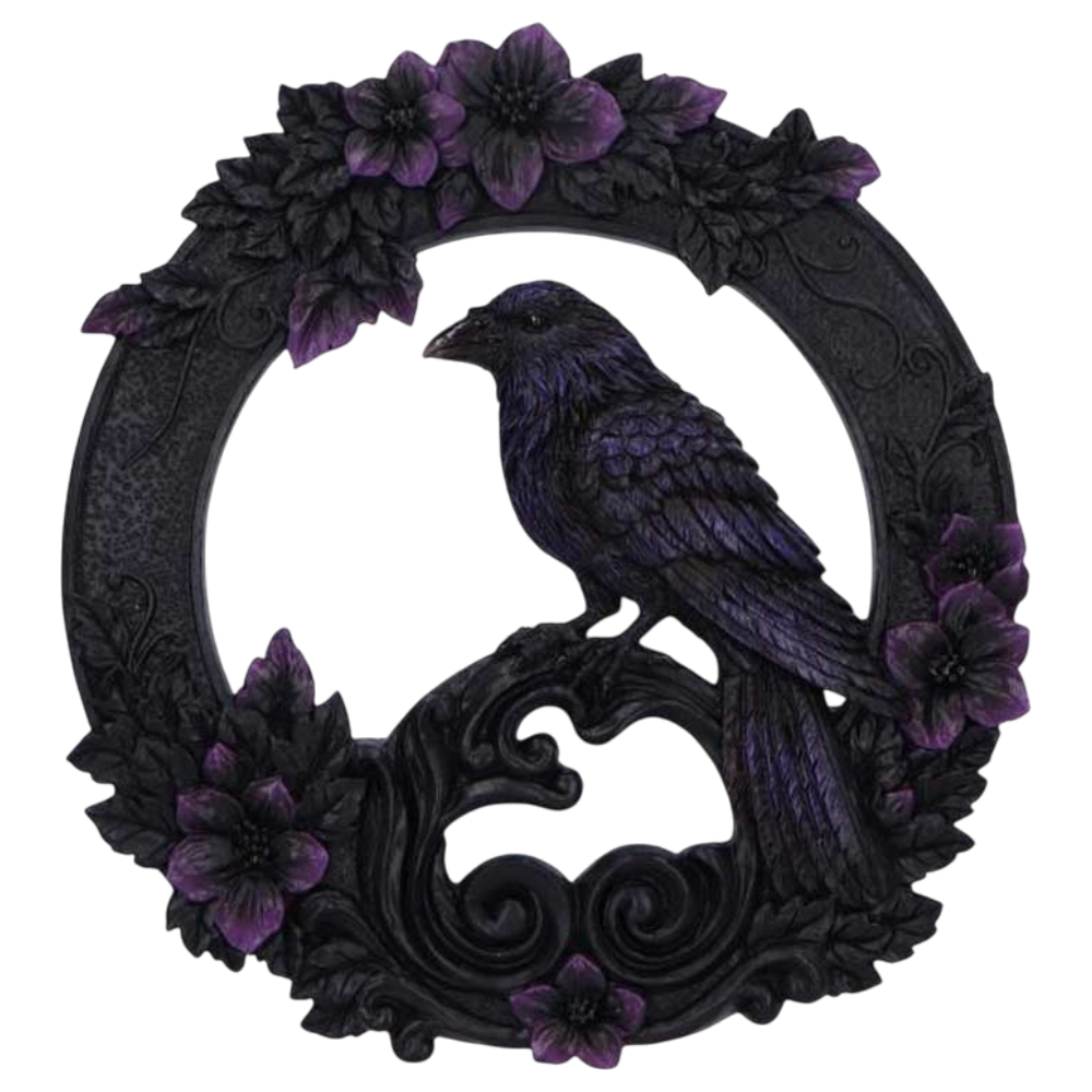 Gothic Wanddekoration Wandschmuck Raven Witchy Deko "Watcher of the Veil" 22,5 cm