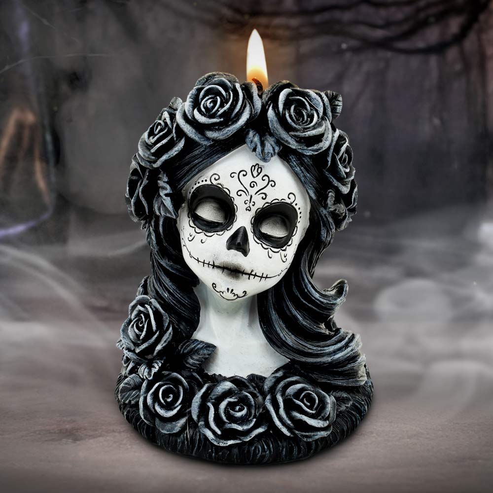 Flor de Muerte – Gothic kleiner düsterer Teelichthalter 10,5 cm