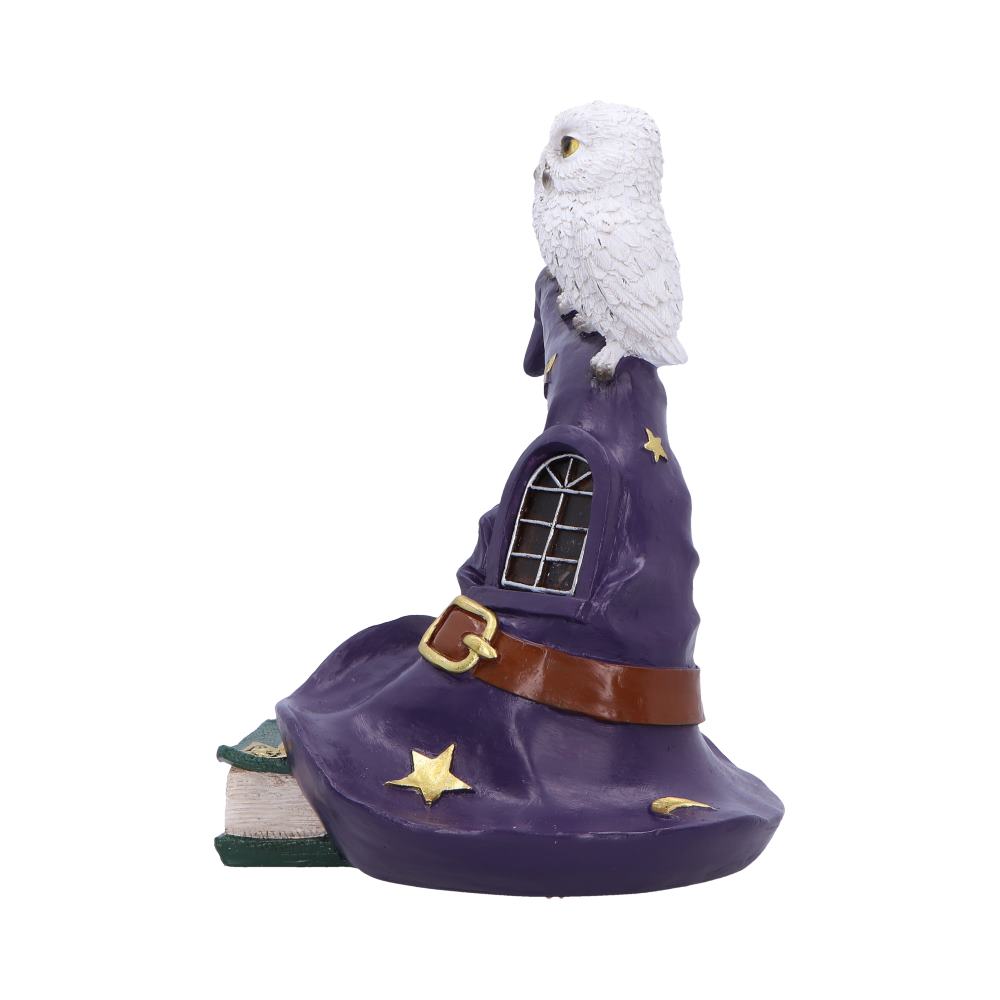 Mystische Witchy Dekofigur mit Licht 3 kleine weiße Eulen auf Hexenhut Halloween