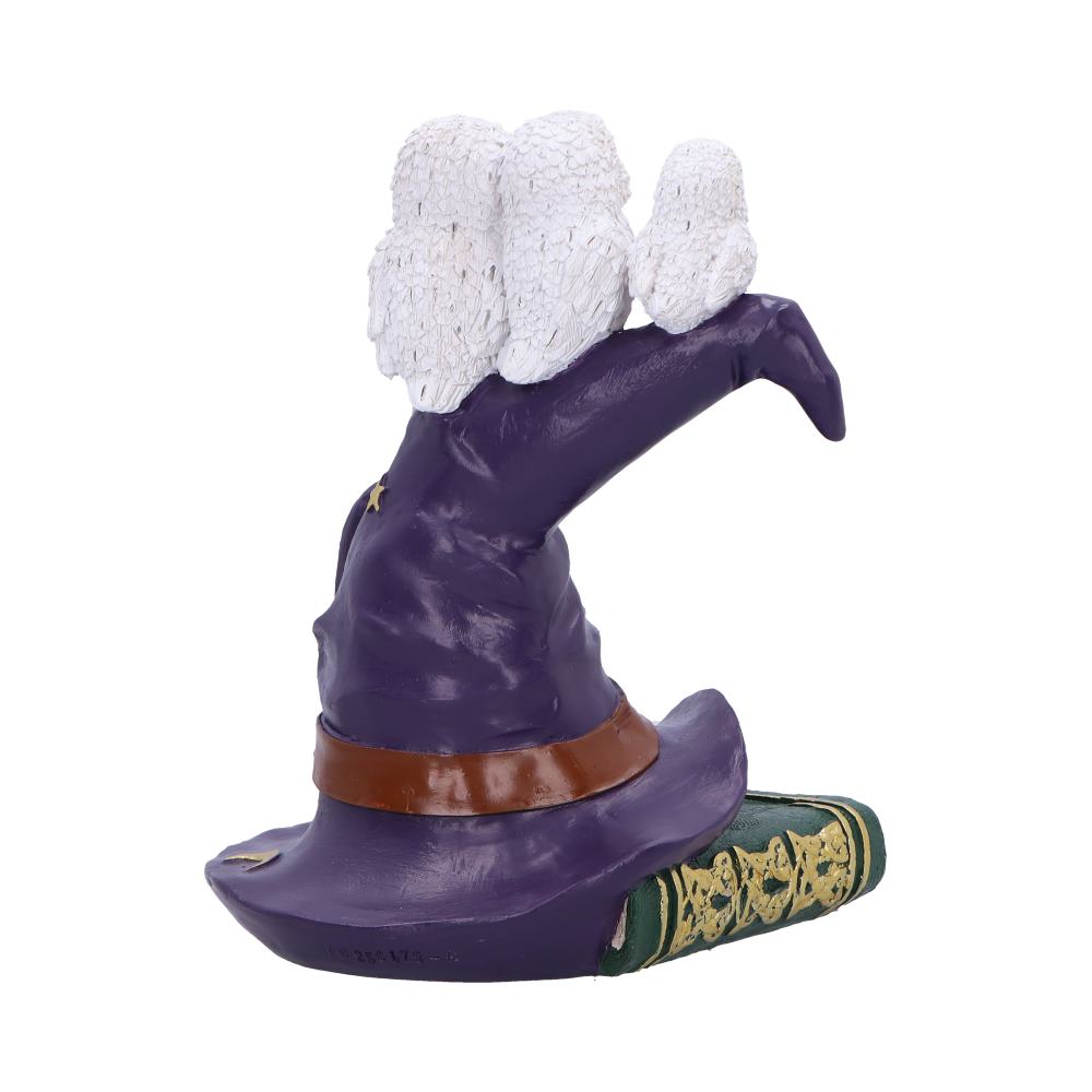 Mystische Witchy Dekofigur mit Licht 3 kleine weiße Eulen auf Hexenhut Halloween