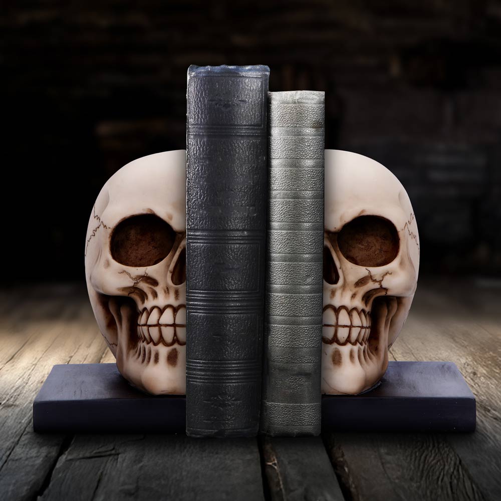 Final Chapter – Totenschädel Buchstützen 2er-Set 15 cm Gothic Skull Deko