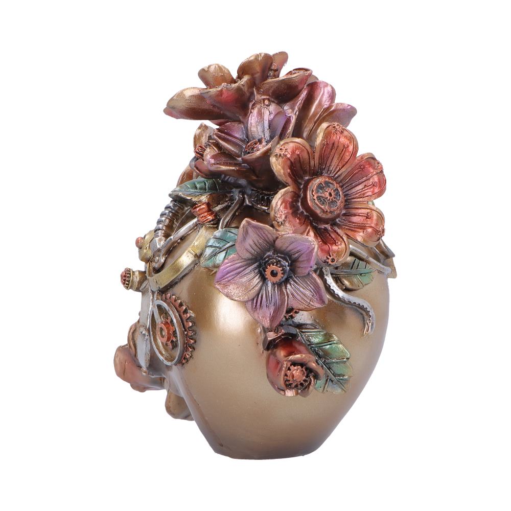 Clockwork Bloom – Steampunk Totenschädel mit Blumen 16 cm Gothic Skull Deko
