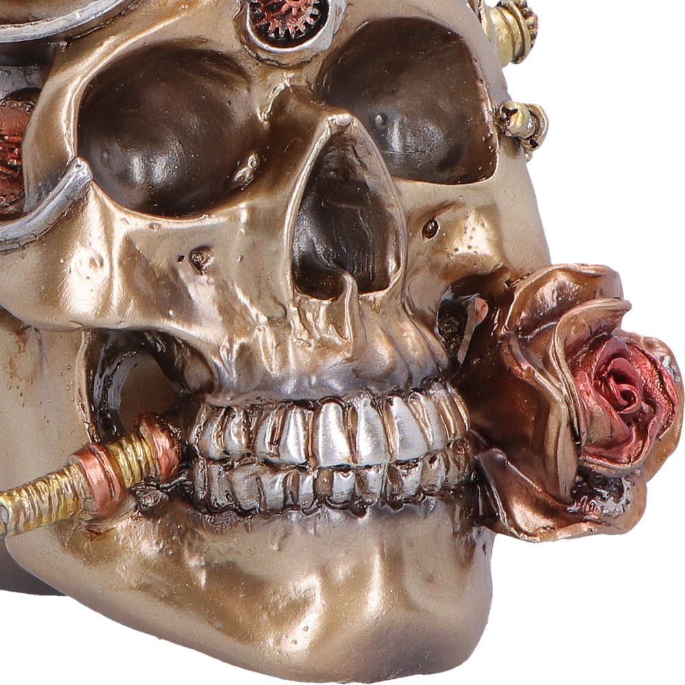 Clockwork Bloom – Steampunk Totenschädel mit Blumen 16 cm Gothic Skull Deko