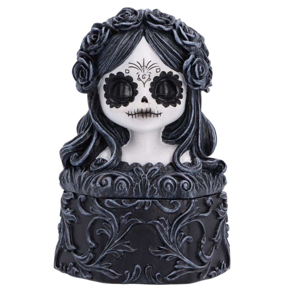 Flor De Muerte – Day of the Dead Schmuckdose 12,4 cm Gothic Deko Aufbewahrungsbox