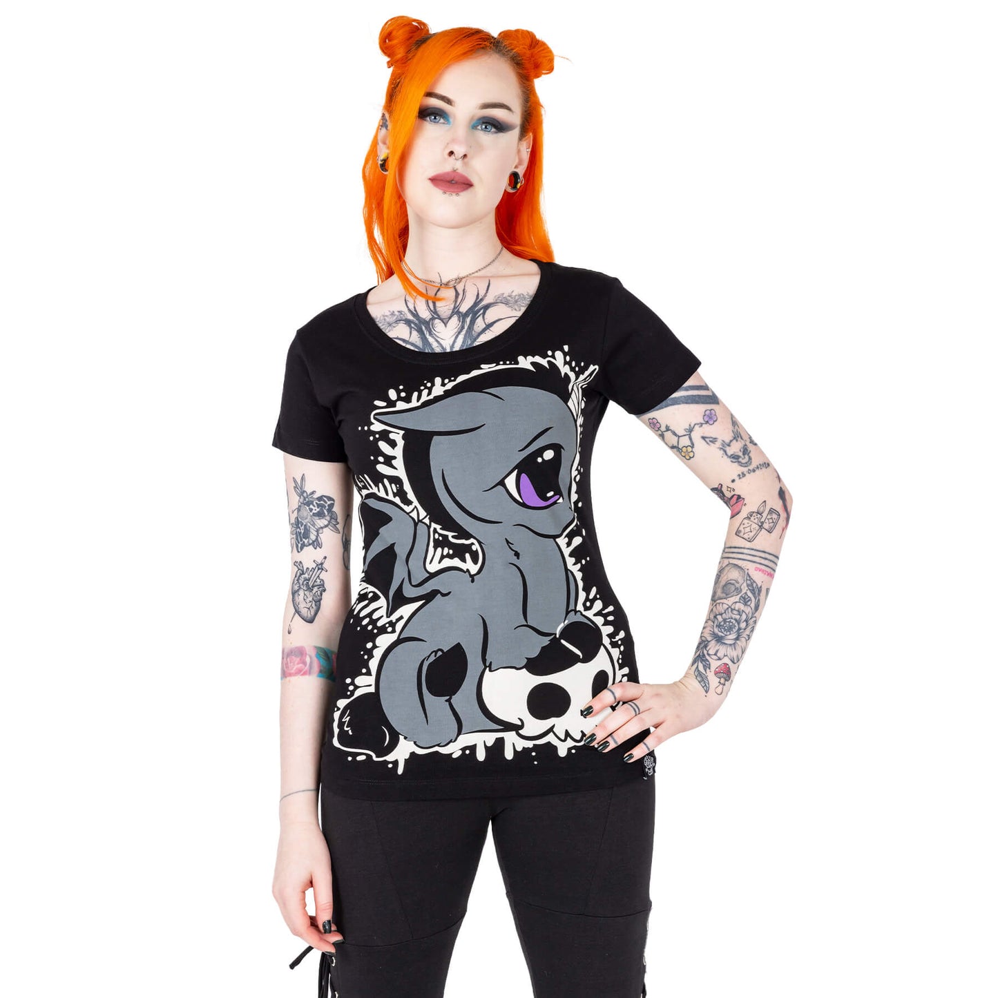 Unicorn Splatter T-Shirt – Model Ganzkörper Rückansicht