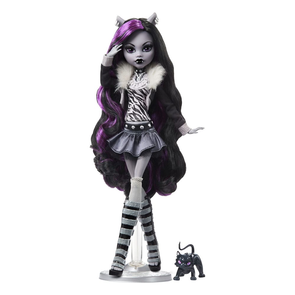 Monster High Reel Drama Puppe Clawdeen Wolf in Schwarzweiß