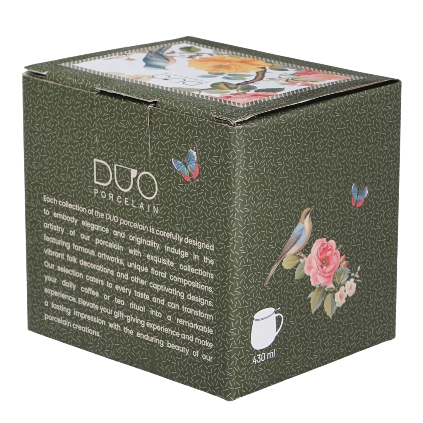DUO Fassbecher Tee-Tasse Barrel April mit Deckel & Sieb (430 ml) Vögel